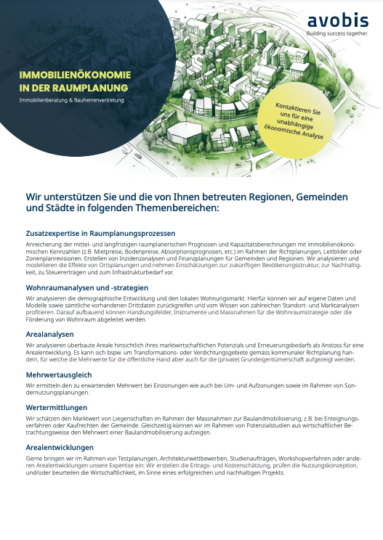 Factsheet Dienstleistungen für Planer (in German)